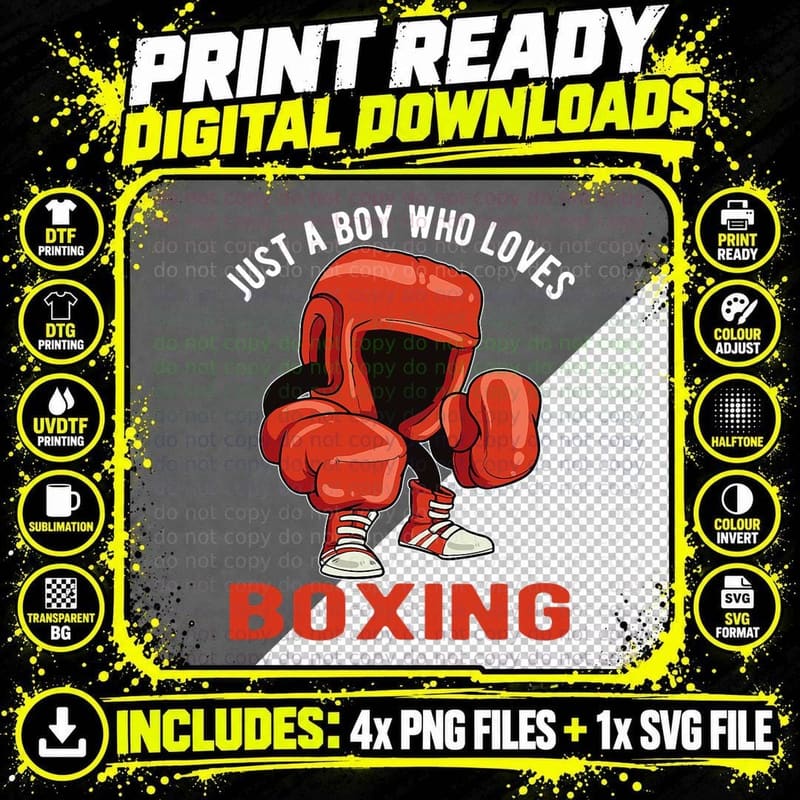 Just a Boy Who Loves Boxing T-Shirt Png SVG Digital Bundle