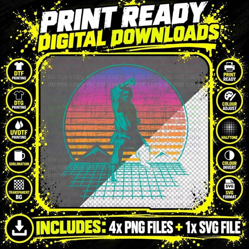 Karate Fighter - Retro Karateka Martial Arts Self Png SVG Digital Bundle