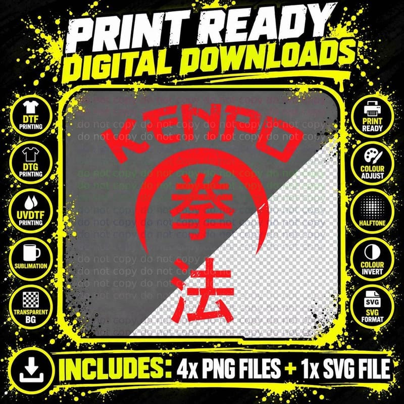 Kenpo Karate Design Japanese Lettering Martial Art Png SVG Digital Bundle