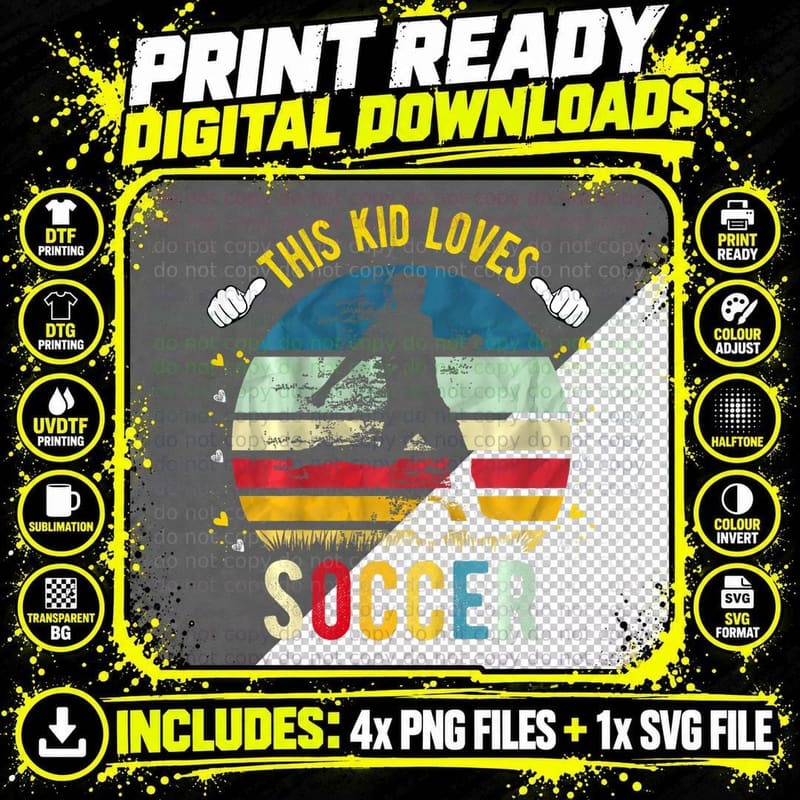 Kids This Kid Loves Soccer Boys T-Shirt Png SVG Digital Bundle