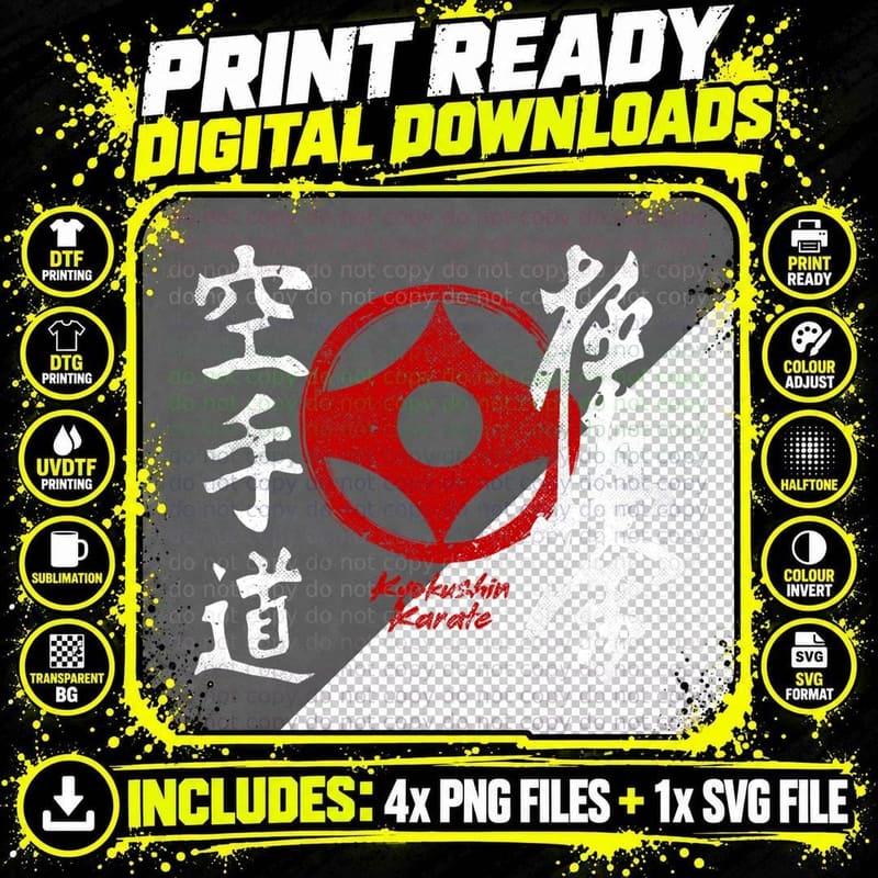 Kyokushin Karate Do Logo Martial Arts Japan Dojo Vintage Png SVG Digital Bundle