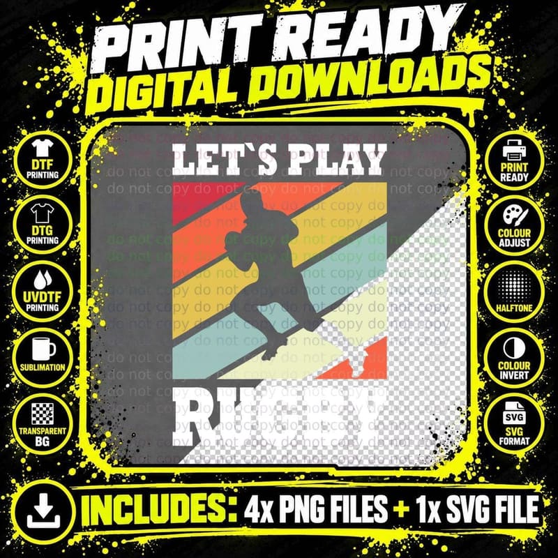 Lass Uns Rugby I Rugby Player I Rugby Play, Black T-Shirt Png SVG Digital Bundle
