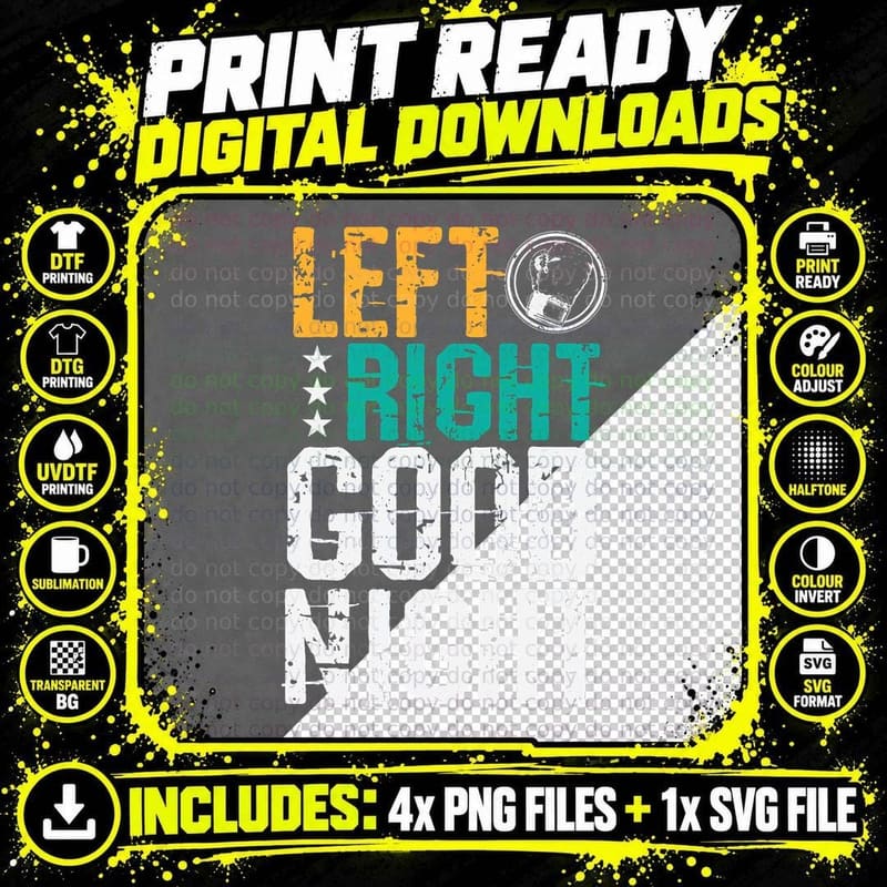 Left Right Good Night Boxing T-Shirt Png SVG Digital Bundle