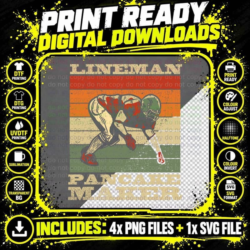 Lineman Pancake Maker - American Football Season Party Png SVG Digital Bundle