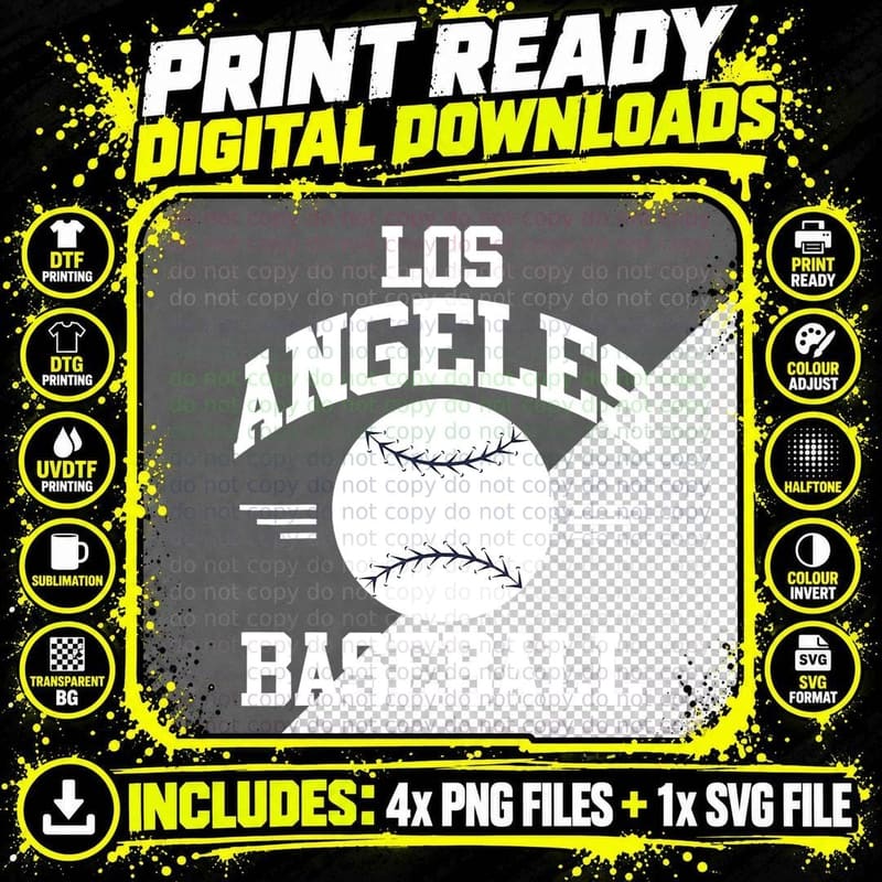 Los Angeles Baseball Fan T-Shirt Png SVG Digital Bundle