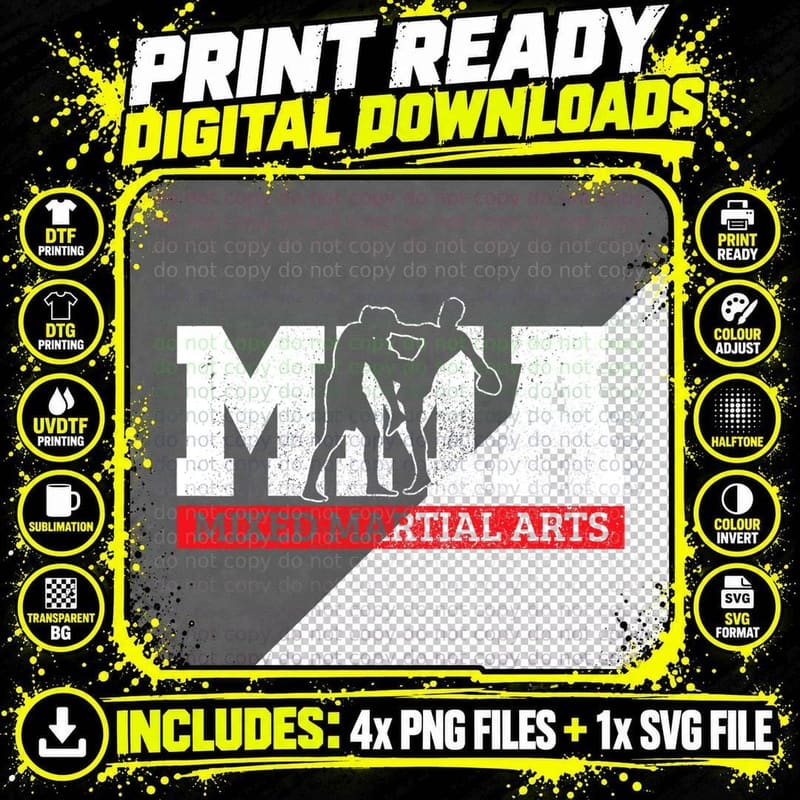 MMA Mixed Martial Arts Jiu Jitsu Martial Arts T-Shirt Png SVG Digital Bundle