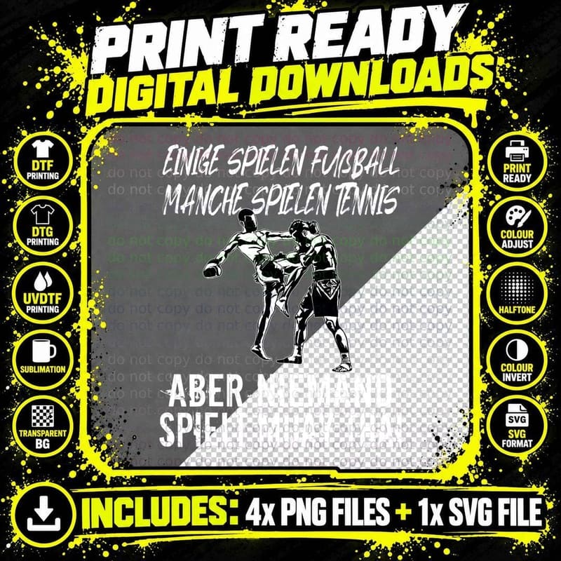 Martial Arts Gym Training Fitness Nobody Plays Muay Thai Png SVG Digital Bundle