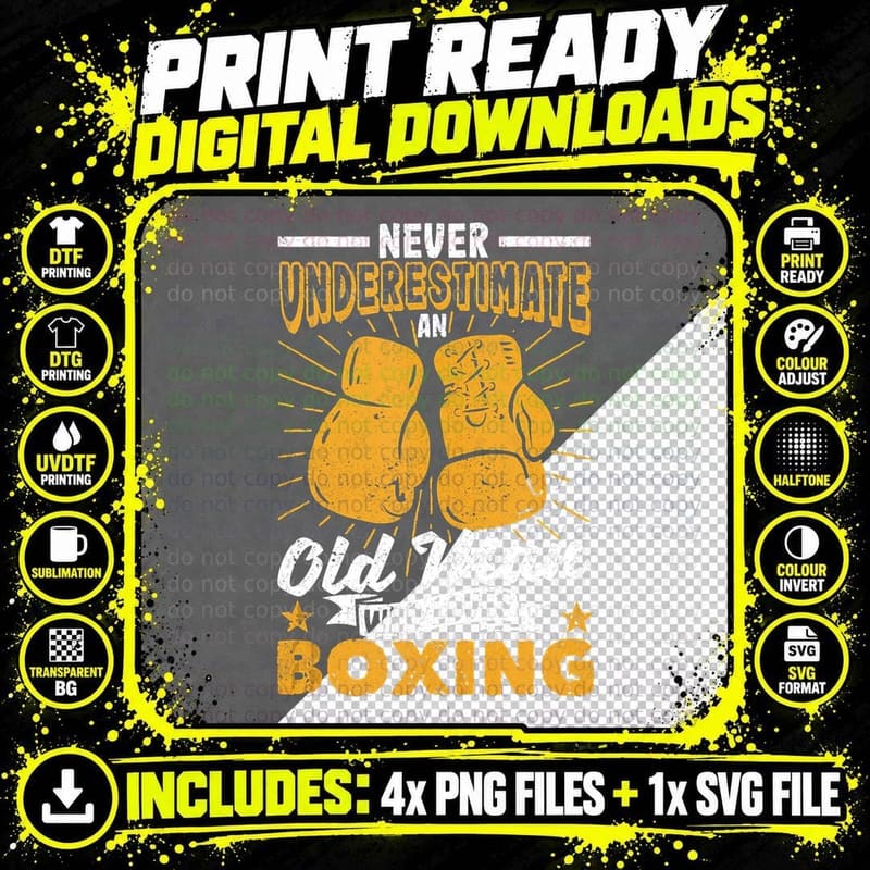 Mens Father's Day Never Underestimate an Old Man Who Png SVG Digital Bundle