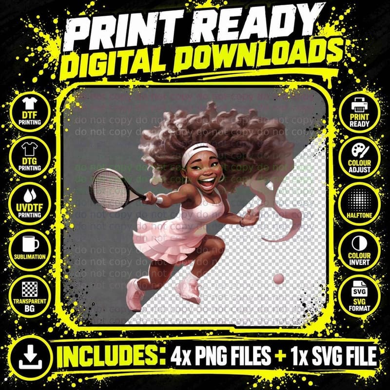 Mini Icons Tennis T-Shirt Png SVG Digital Bundle