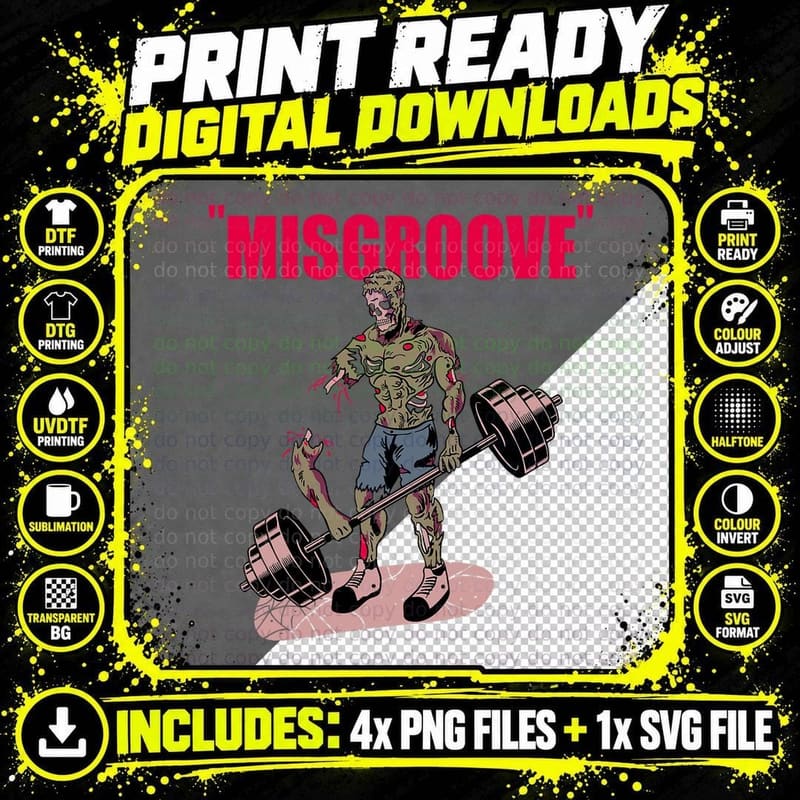 Misgroove Deadlift Weightlifting Bodybuilding Gym Png SVG Digital Bundle