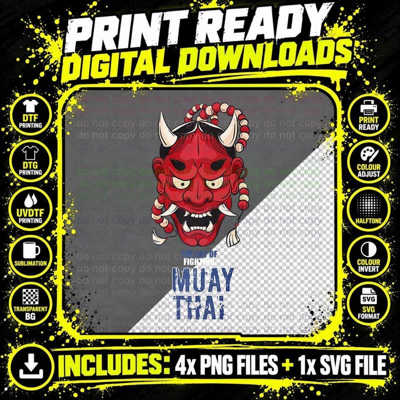 Muay Thai Japanese Oni - Thailand Boxing MMA Gift T-Shirt Png SVG Digital Bundle