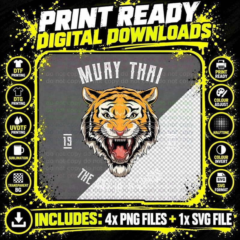 Muay Thai and Thai Boxing T-Shirt Png SVG Digital Bundle