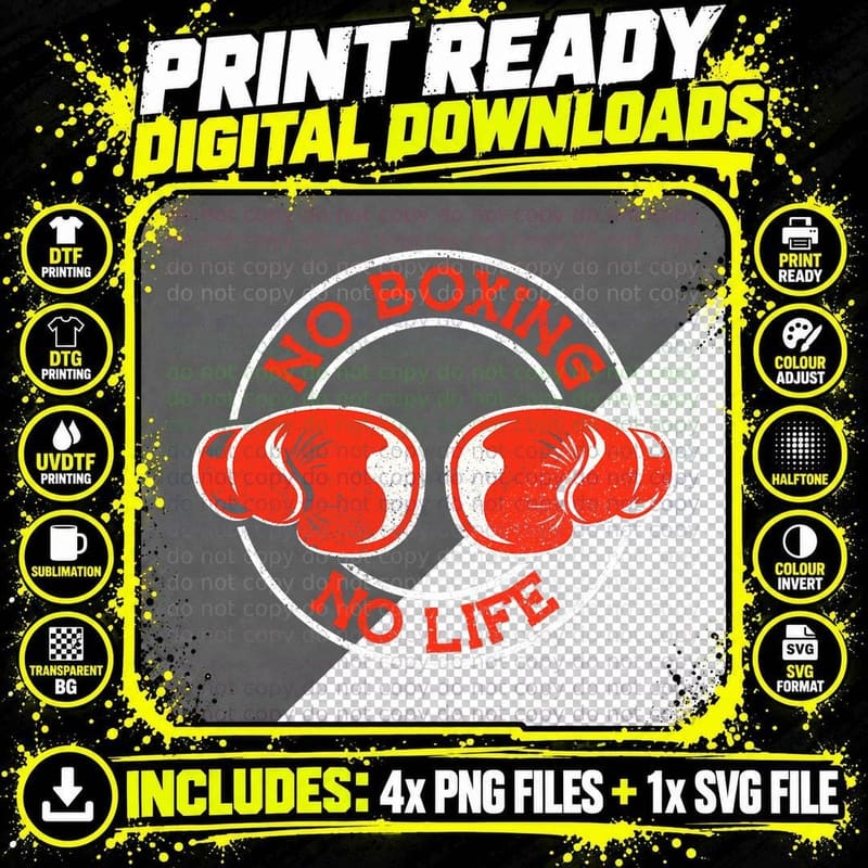 No Boxing No Life Boxing T-Shirt Png SVG Digital Bundle