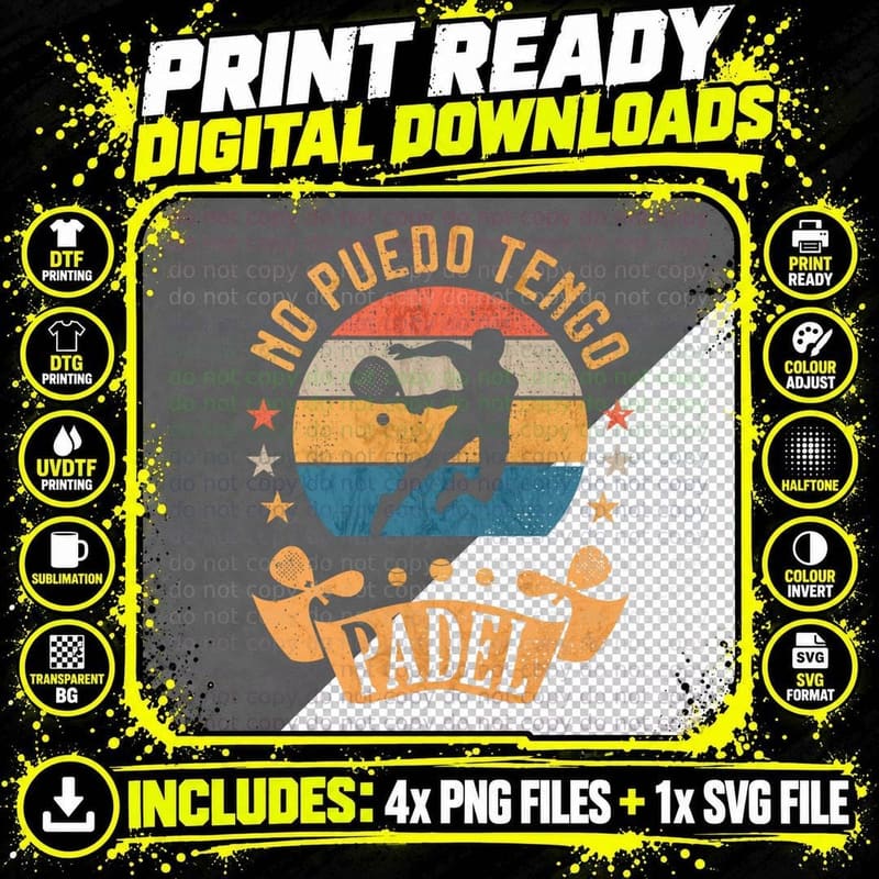 No Puedo Tengo Padel Funny Padel Tennis Player Gift Png SVG Digital Bundle