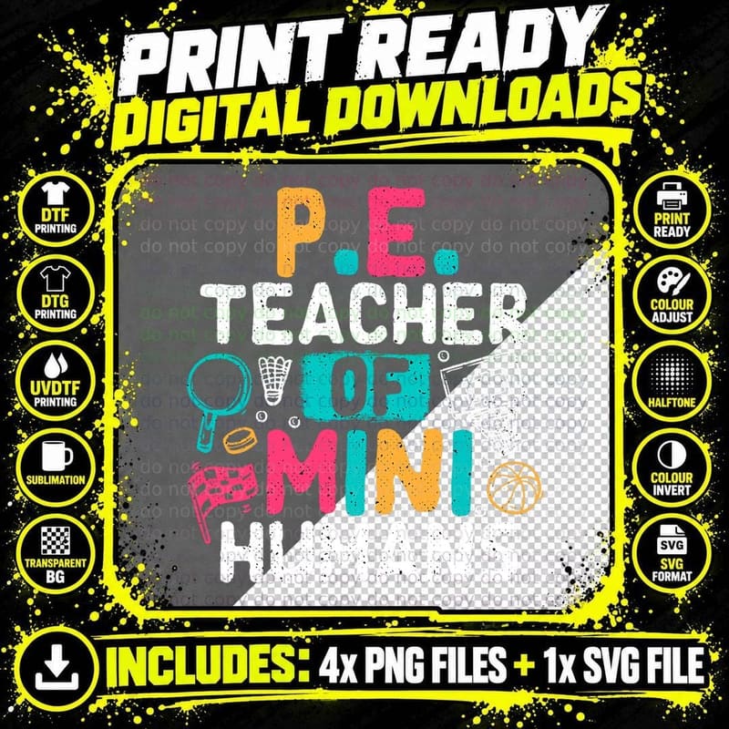 PE Teacher Back to School Physical Education Gym Png SVG Digital Bundle