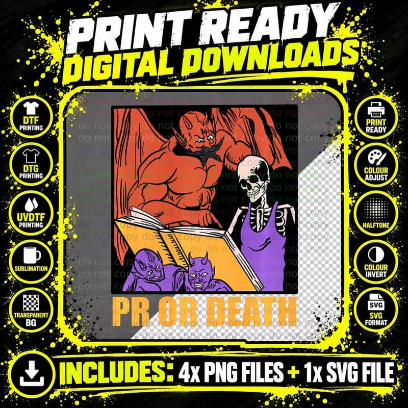 PR or Death Weightlifting Bodybuilding Gym Fitness Png SVG Digital Bundle