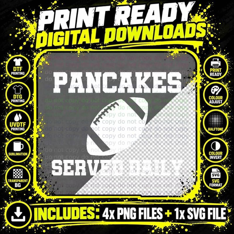 Pancakes Served Daily American Football Offensive Png SVG Digital Bundle