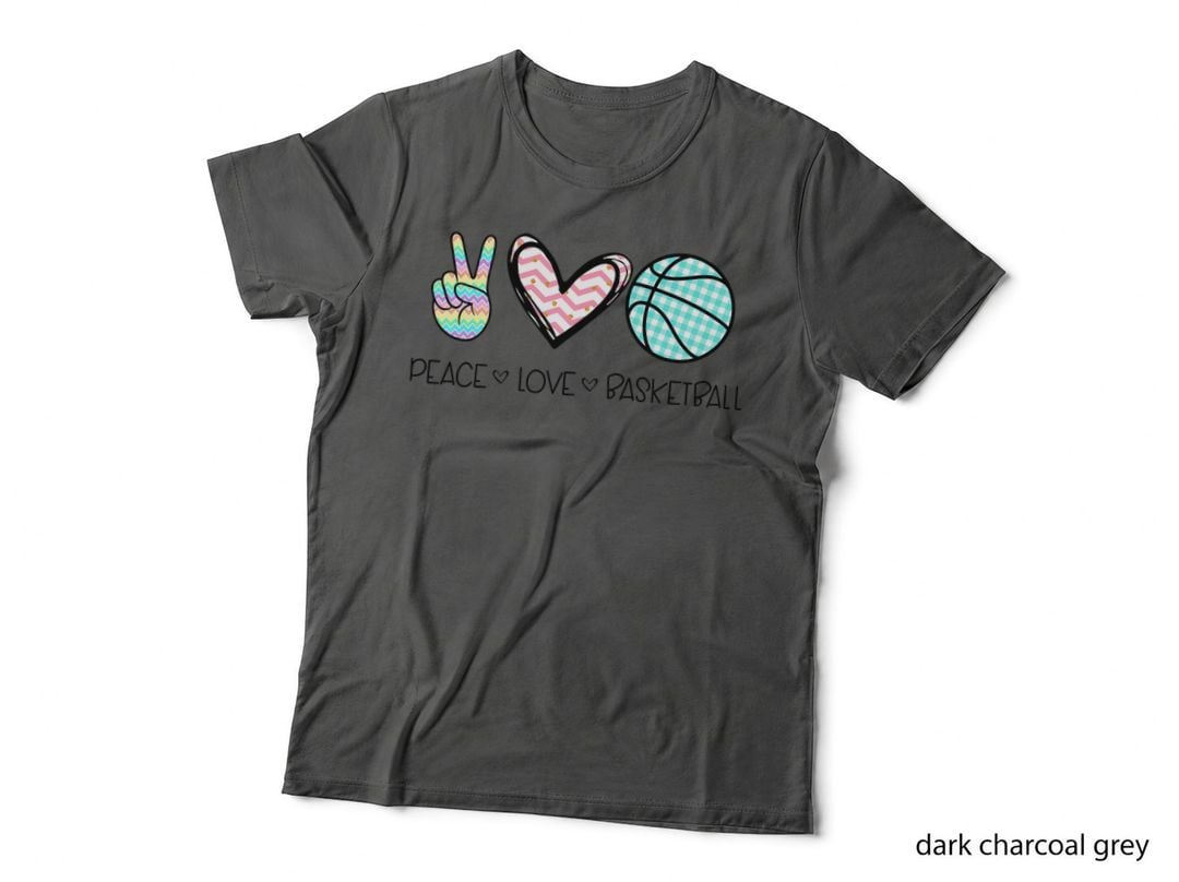 Peace Love Basketball Cute Design for Women Teen Girls T-Shirt