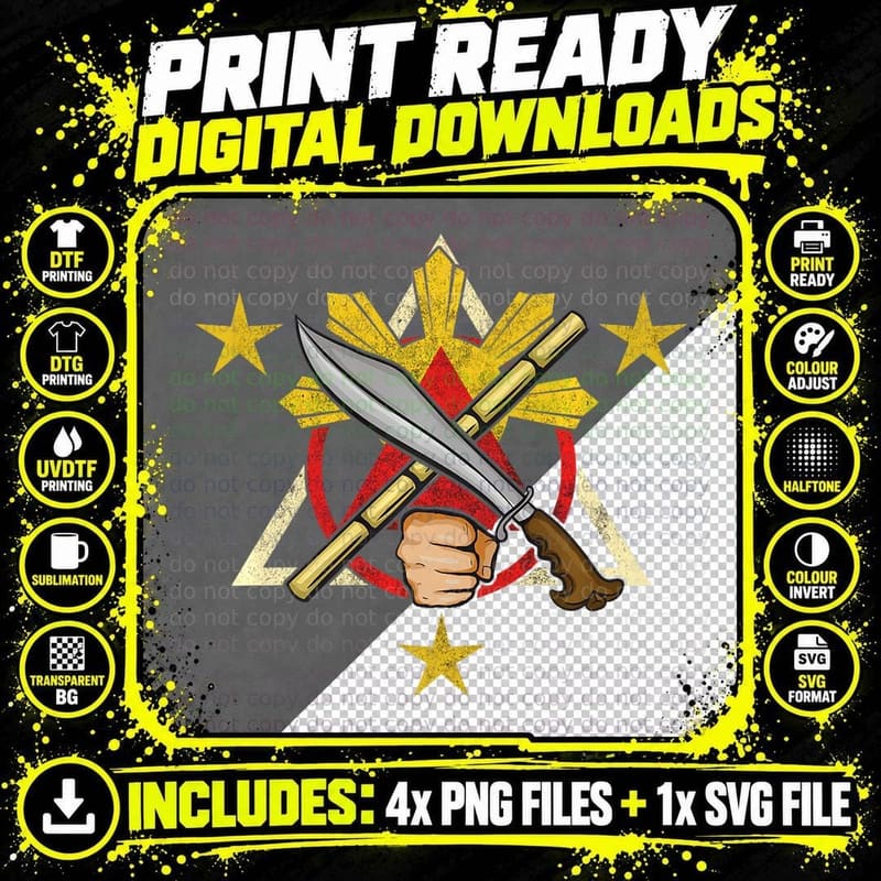 Philippines Proud Martial Arts Kali Eskrima Arnis Png SVG Digital Bundle