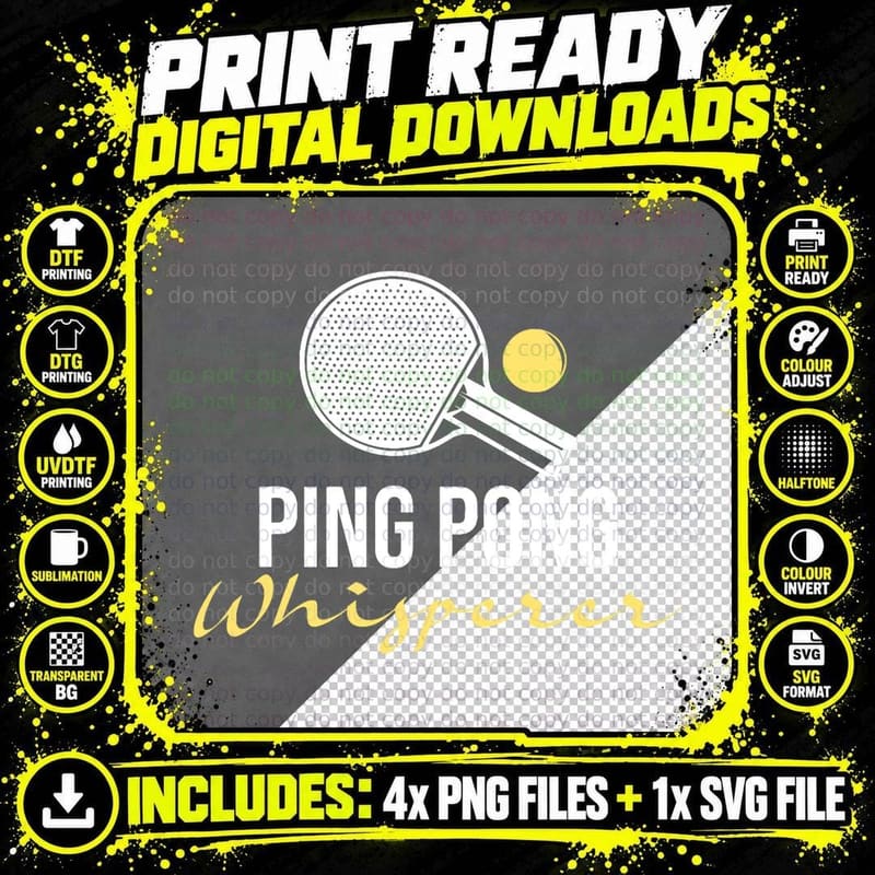 Ping Pong Whisperer - Table Tennis Player Tournament Png SVG Digital Bundle
