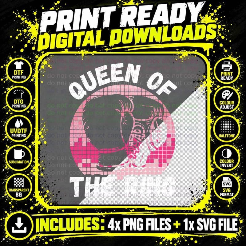Queen of the Ring - Funny Boxing Women T-Shirt Png SVG Digital Bundle