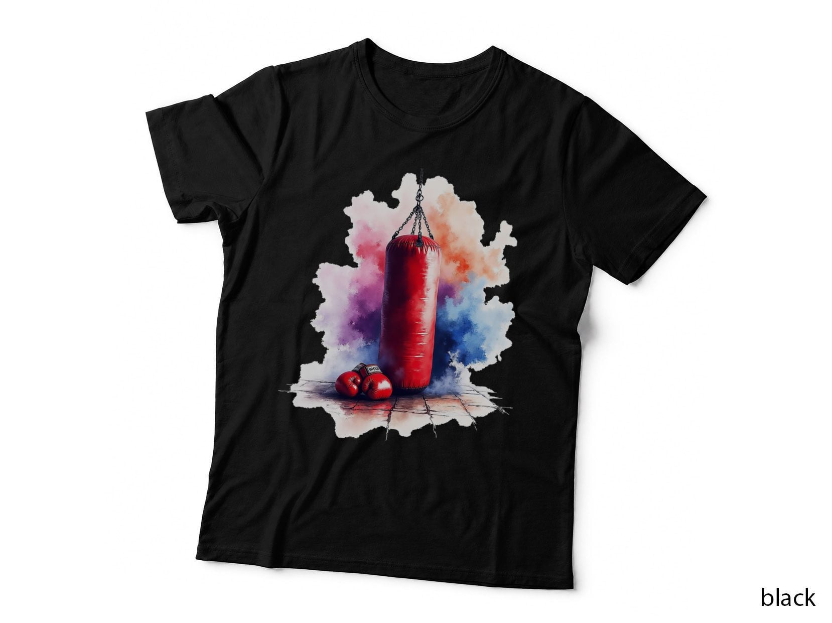 Red Punching Bag and Boxing Gloves Fighter Gym Workout Gift T-Shirt