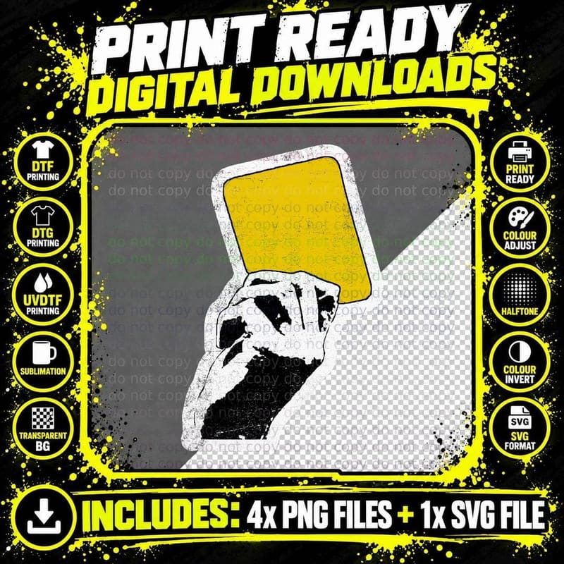 Referee Yellow Card Coach Sports Football Soccer T-Shirt Png SVG Digital Bundle