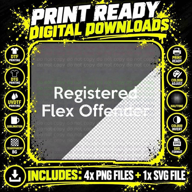 Registered Flex Offender Funny Bodybuilder Workout Gym Png SVG Digital Bundle