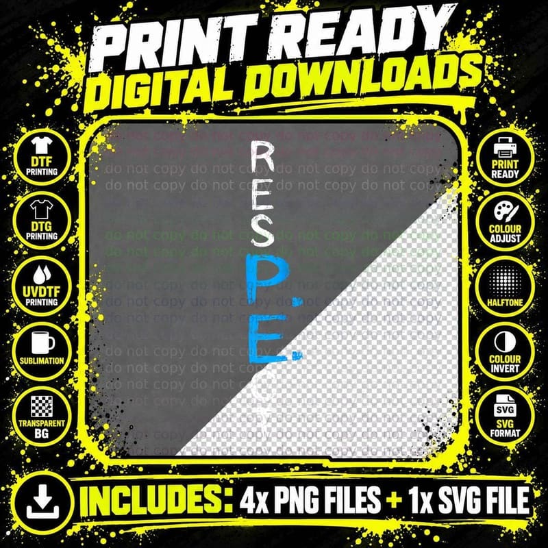 Respect P.e. Teacher PE Teacher School Fitness Gym Class Png SVG Digital Bundle