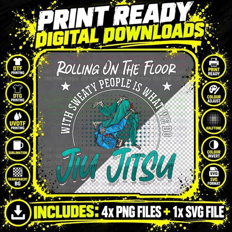Rolling on the Floor Combat Martial Arts Fighter Jiu Png SVG Digital Bundle