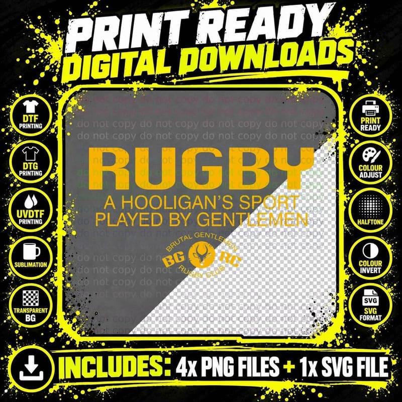 Rugby BGRC South Africa Hooligans T-Shirt Png SVG Digital Bundle