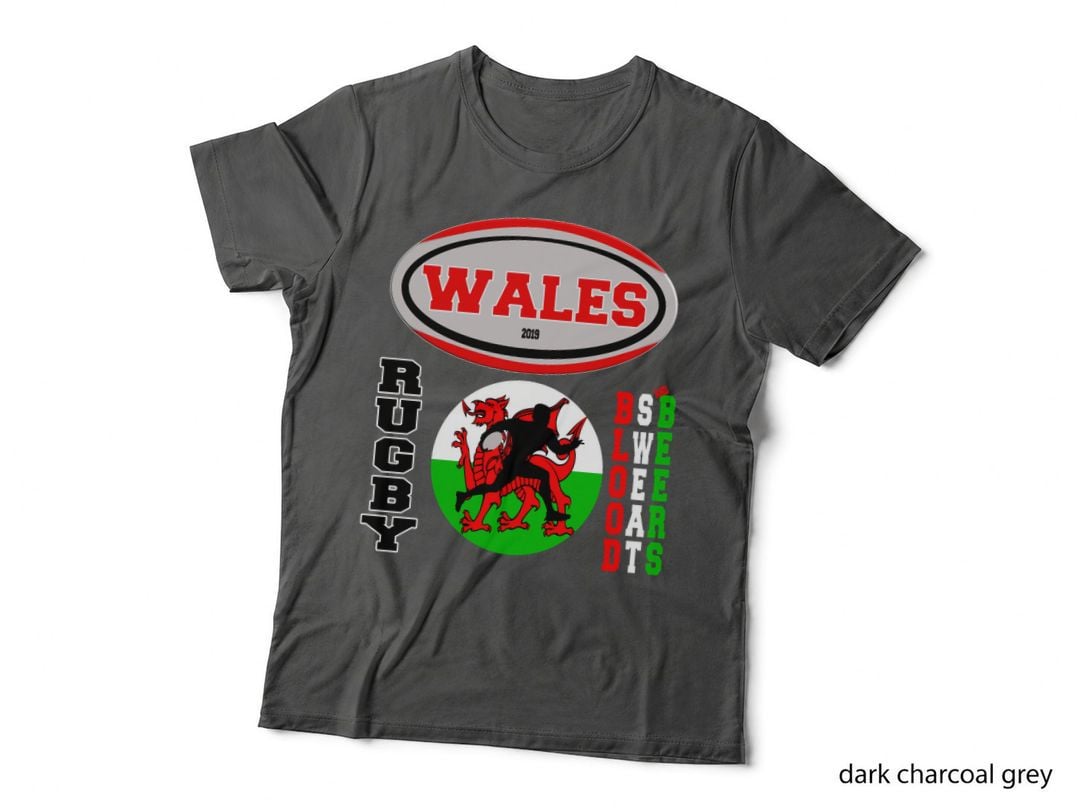 Rugby Wales Tshirt Welsh Flag Rugby Ball Gift Wales Rugby Blood, Sweat