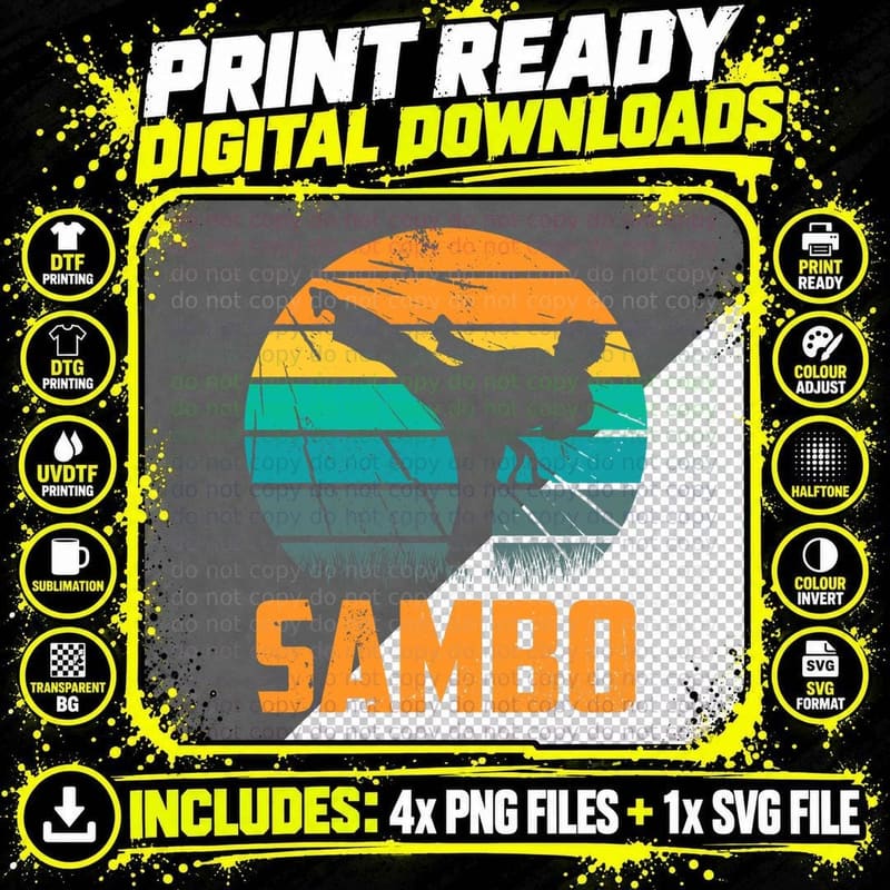 Sambo Coach Training Martial Arts Fighter T-Shirt Png SVG Digital Bundle