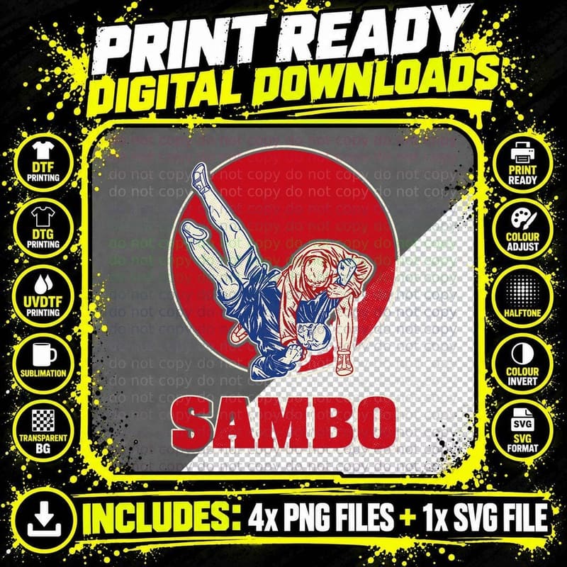 Sambo Wrestling Martial Arts Russia Martial T-Shirt Png SVG Digital Bundle