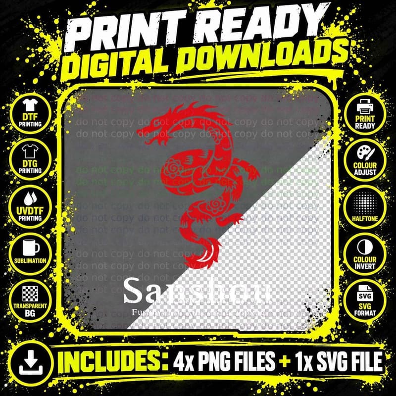 Sanshou Dragon Sanda Chinese Boxing Martial Arts T-Shirt Png SVG Digital Bundle