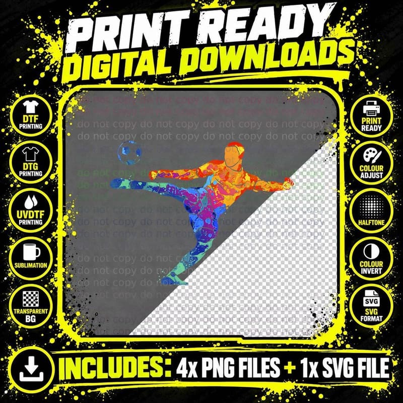 Soccer Athlete Sports Graphic Drawing T-Shirt Png SVG Digital Bundle
