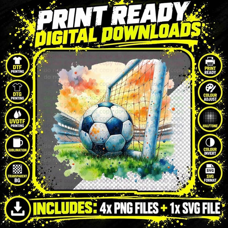 Soccer Ball Goal Net Stadium Celebration Art T-Shirt Png SVG Digital Bundle