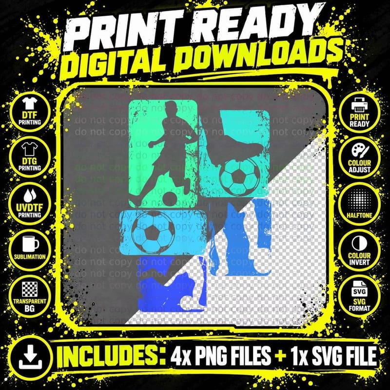 Soccer Player Boys Kids Youth Men T-Shirt Png SVG Digital Bundle