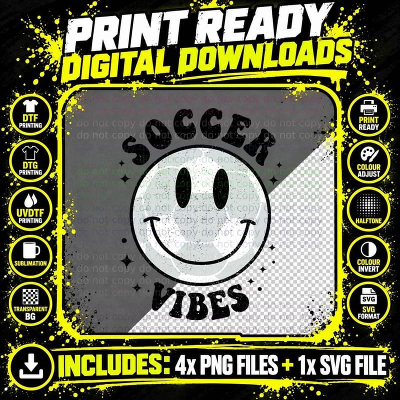 Soccer Vibes Retro Soccer Game Day Soccer Mom Soccer Png SVG Digital Bundle