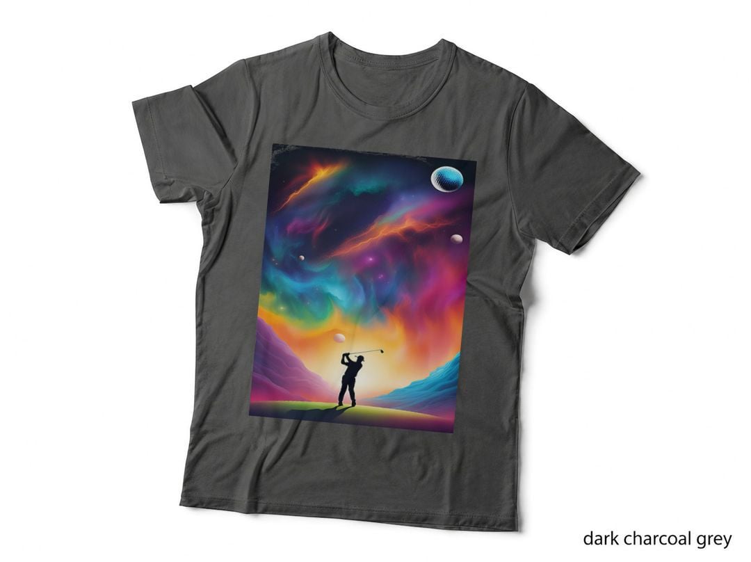 Space Golfer Silhouette Multicolor. T-Shirt