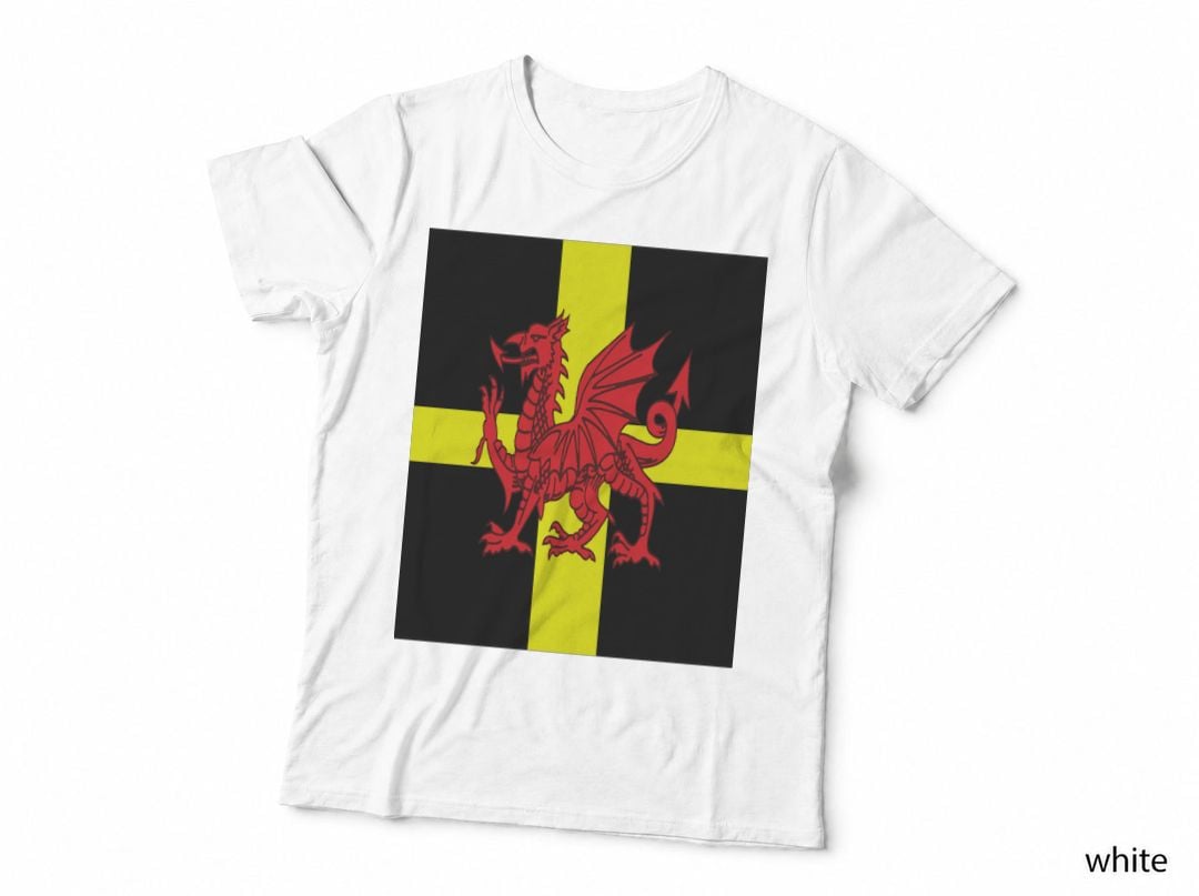 St Davids Cross and Welsh Dragon Rugby Design Classic T-Shirt
