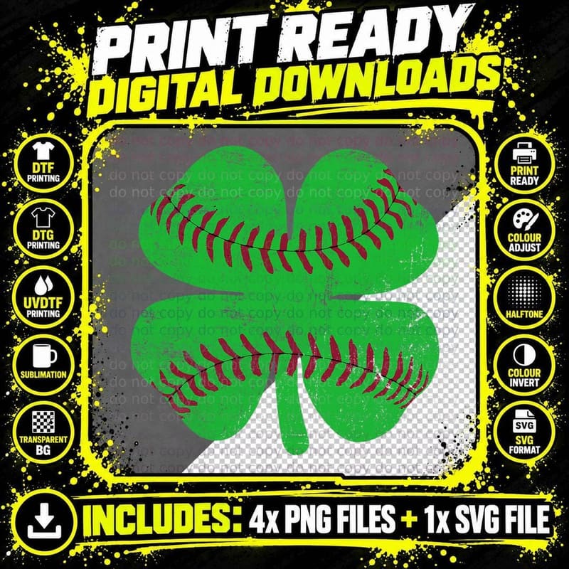 St Patricks Day Shamrock Baseball Saint Paddy's Kids Png SVG Digital Bundle
