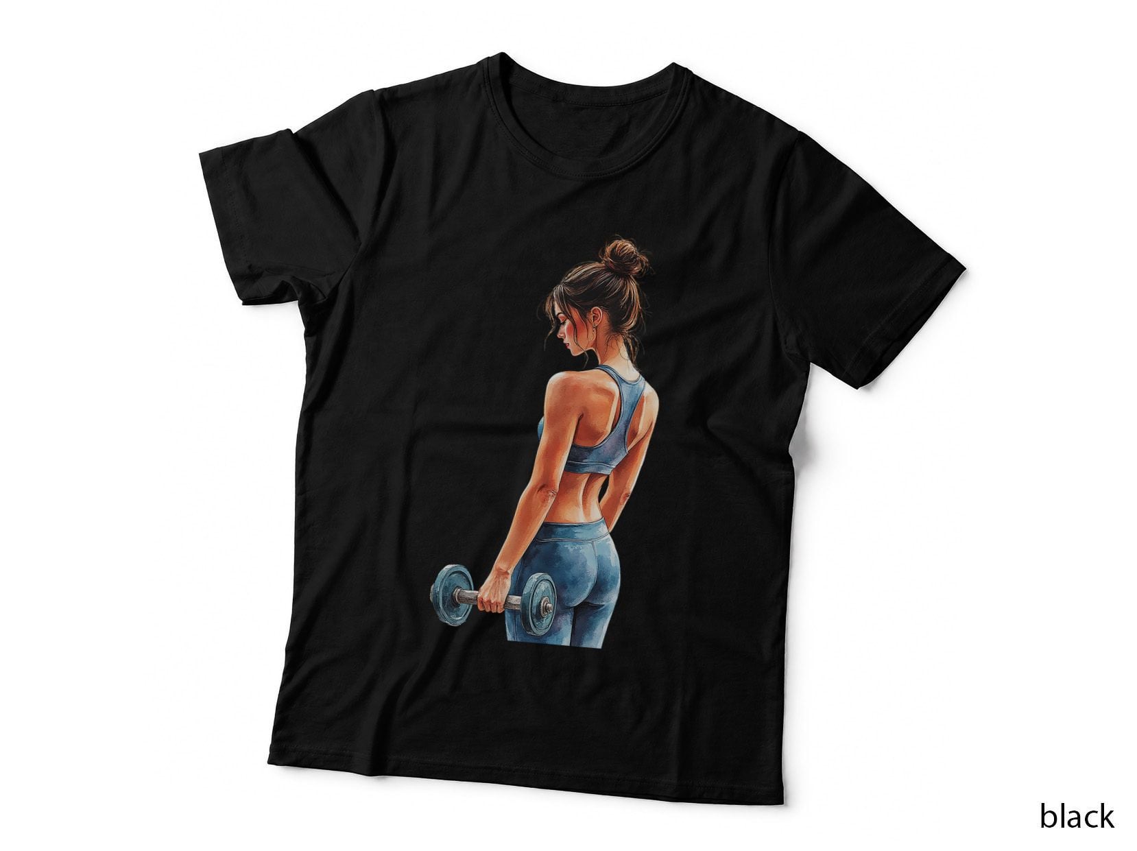 Strong Woman Gym Fitness Watercolor Lifting Workout T-Shirt
