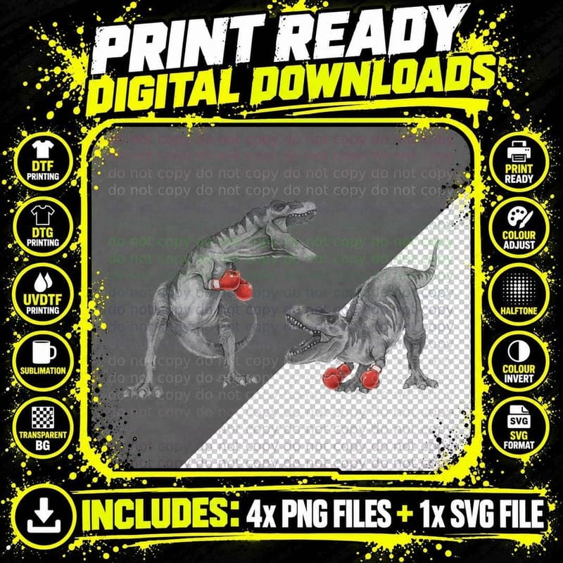 T-REX Boxing Essential T-Shirt Png SVG Digital Bundle
