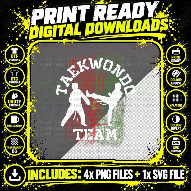 Taekwondo Burkina Faso Martial Arts Combat Sports Png SVG Digital Bundle