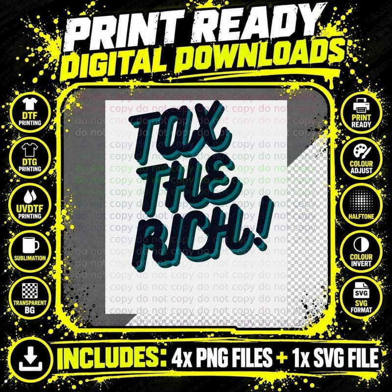 Tax the Rich Baseball ¾ Sleeve T-Shirt Png SVG Digital Bundle
