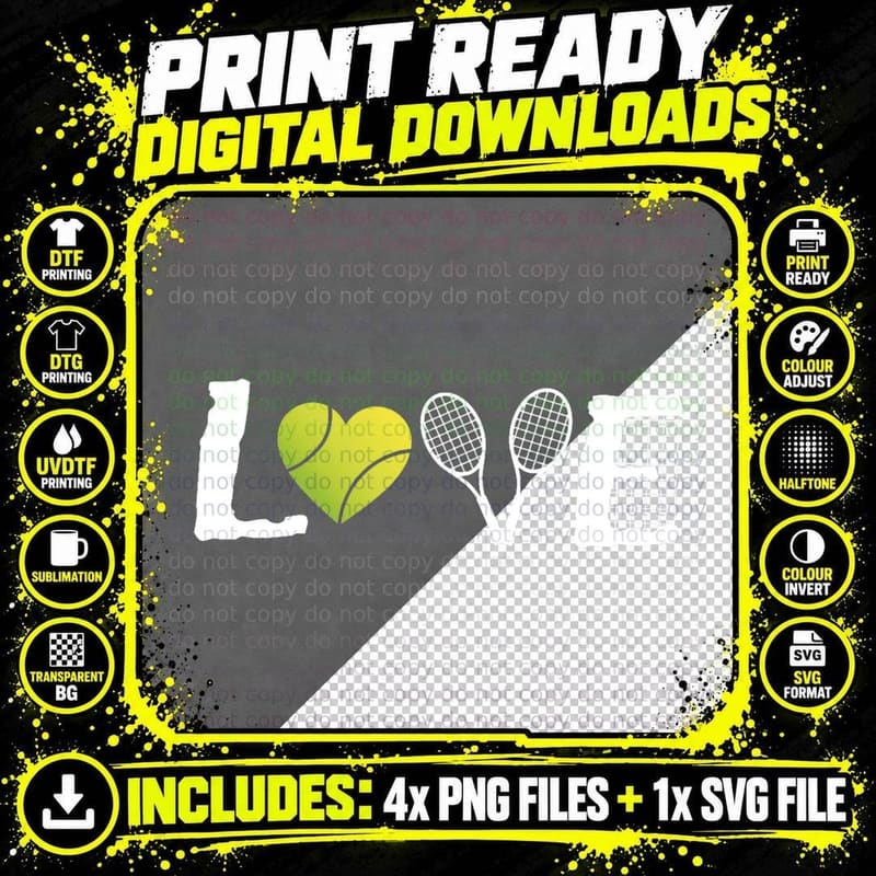 Tennis Funny Quote - Love Tennis 2 T-Shirt Png SVG Digital Bundle