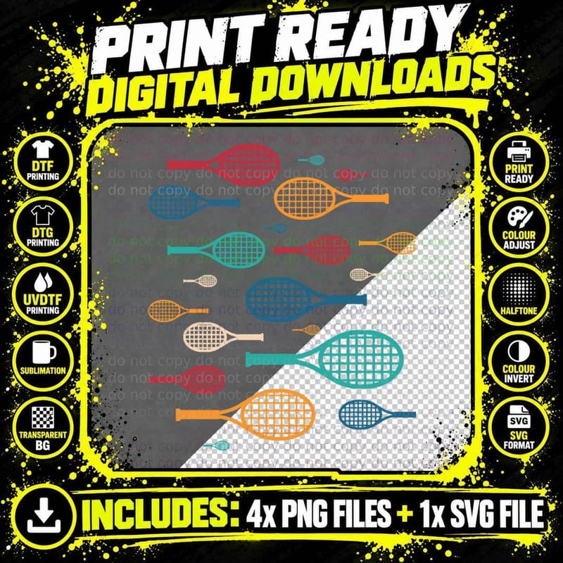 Tennis Racket T-Shirt Png SVG Digital Bundle