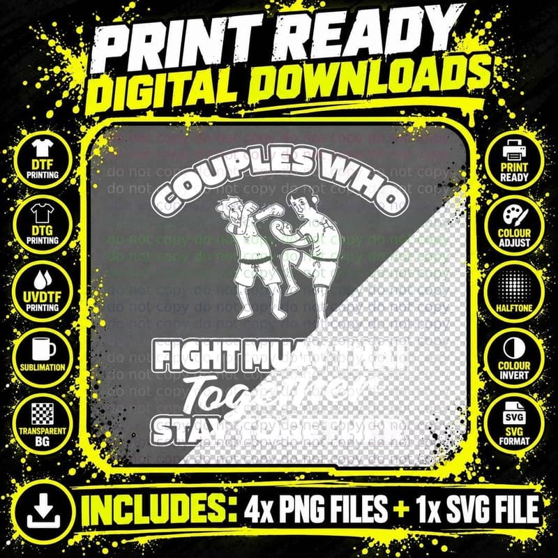 Thai Boxing Couple Martial Arts - Fighter Muay Gift Png SVG Digital Bundle