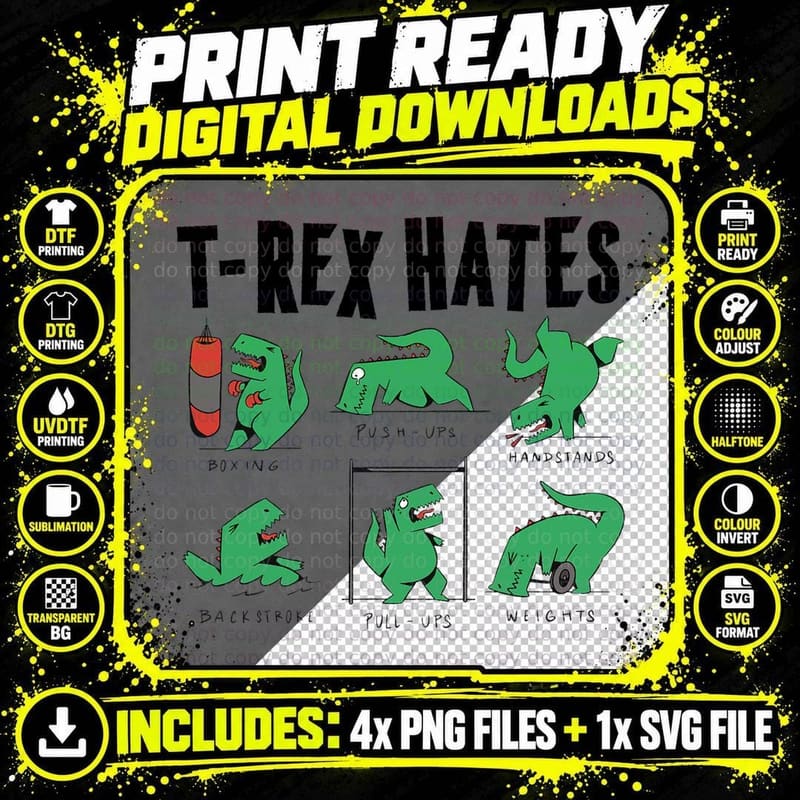 The Struggle Is Real Funny T-Rex Gym Workout T-Shirt Png SVG Digital Bundle